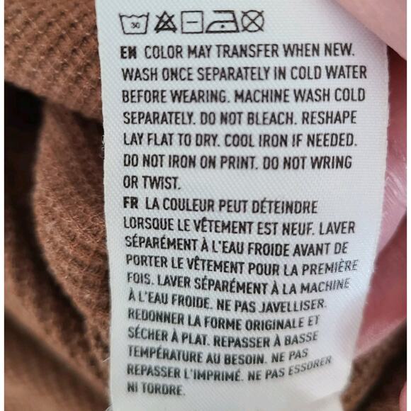 American Eagle‎ Outfitters Cropped Oversized Cowl Ribbed Sweater Sz Large Tan - Picture 11 of 12